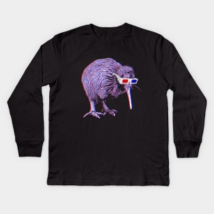 Kiwi Bird Anaglyph Kids Long Sleeve T-Shirt